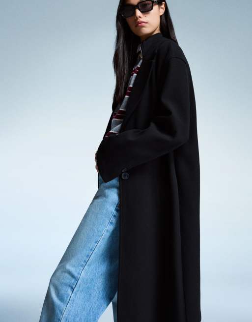 Bershka - Cappotto lungo nero morbido, 2 di 4