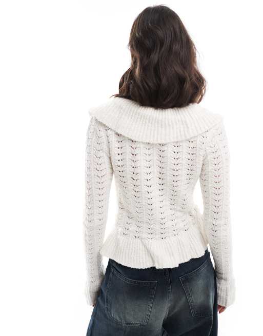 Bershka - Cardigan allacciato sul davanti color écru, 2 di 4