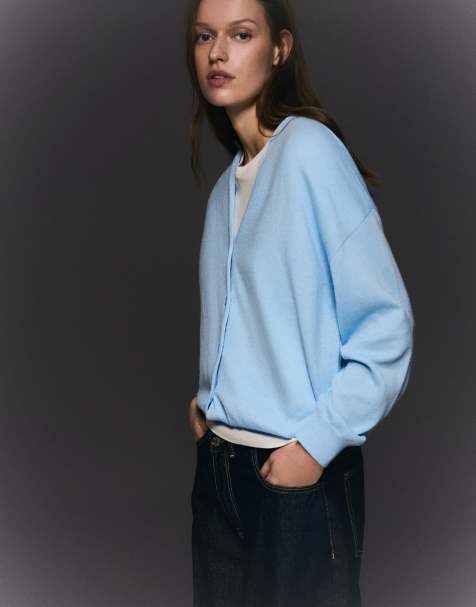 Bershka - Cardigan basic azzurro - view 1