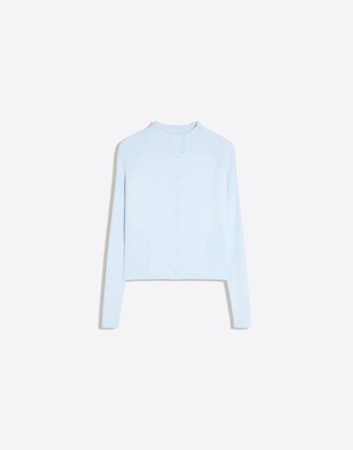 Bershka cardigan med høj hals og knapper i lyseblå, 5 af 5