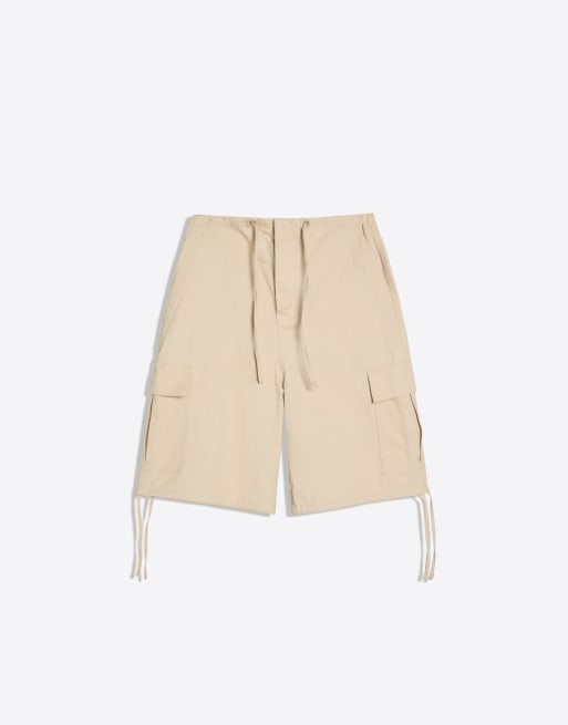 Bershka - Cargo bermudashort met wijde pijpen in beige, 4 van 4
