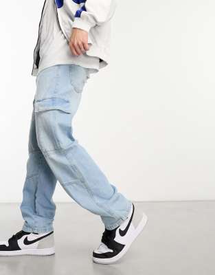 Bershka cargo denim jeans in light blue - ASOS Price Checker