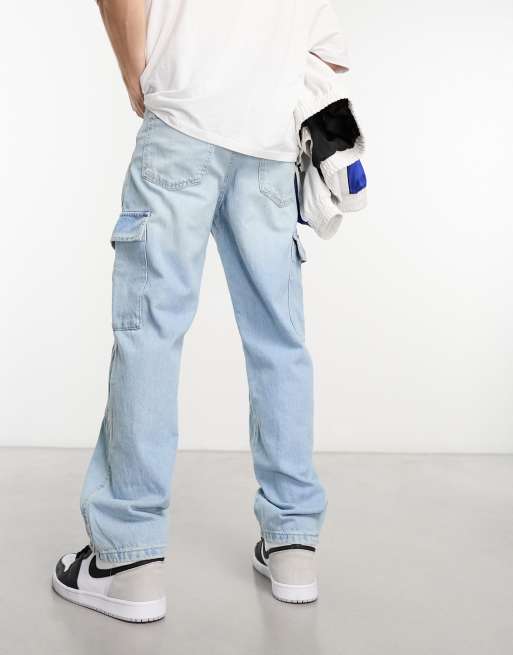 Buzzer Sky Blue Cargo Baggy Jeans