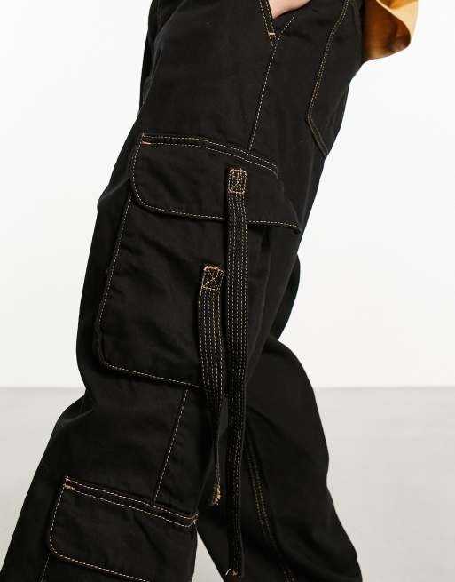 Bershka – Cargo-Jeans in Schwarz mit Doppeltaschen , 3 von 4
