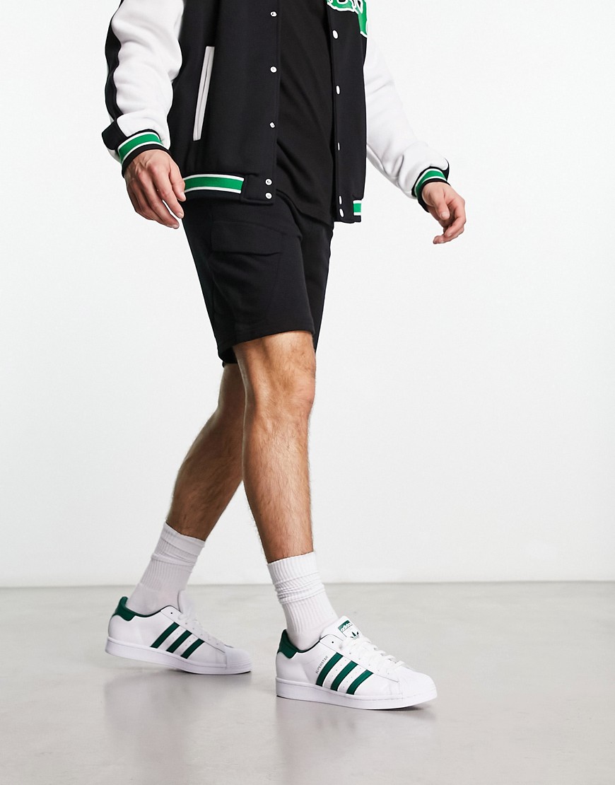 Bershka cargo jersey shorts in black