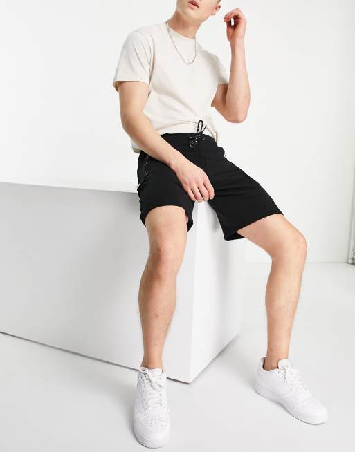 Bershka cargo jersey shorts in black ASOS