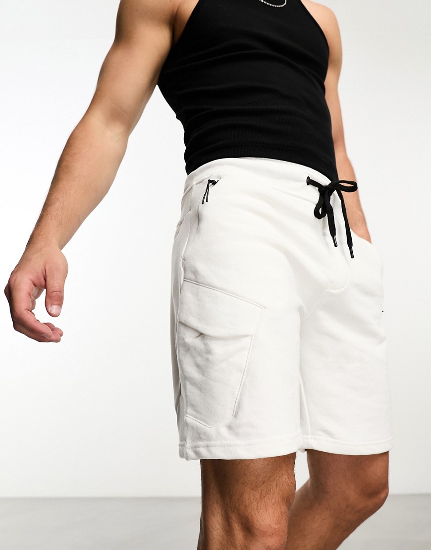 Bershka Cargo Jersey Shorts In White