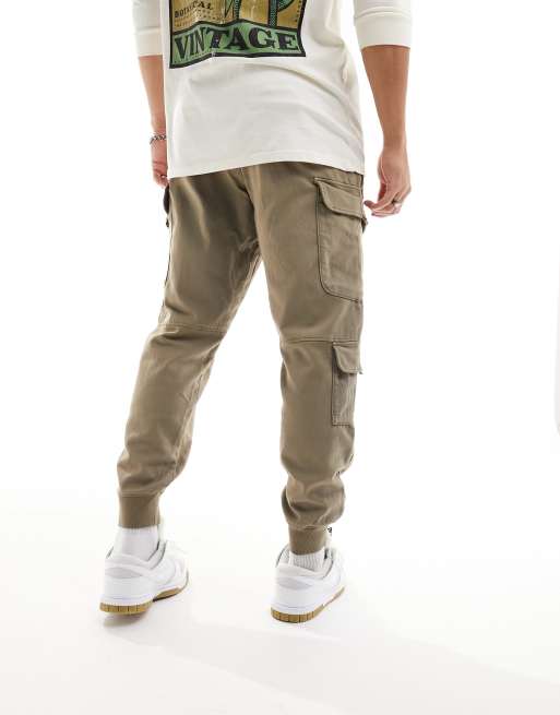 Bershka cuffed cargo pants in brown exclusive at ASOS