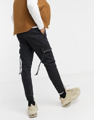 black joggers with zip pockets
