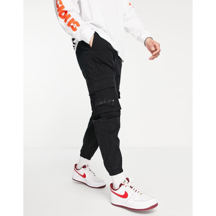 Bershka cargo pants in black