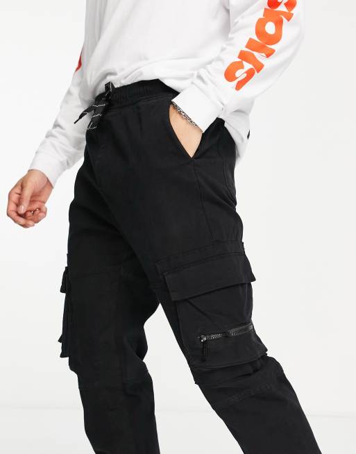 Bershka Utility Cargo Pants In Black ubicaciondepersonas.cdmx.gob.mx