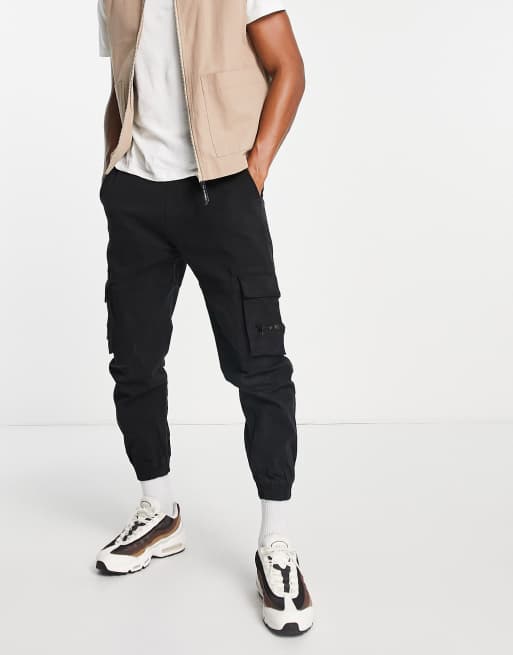 Bershka cargo pants in black