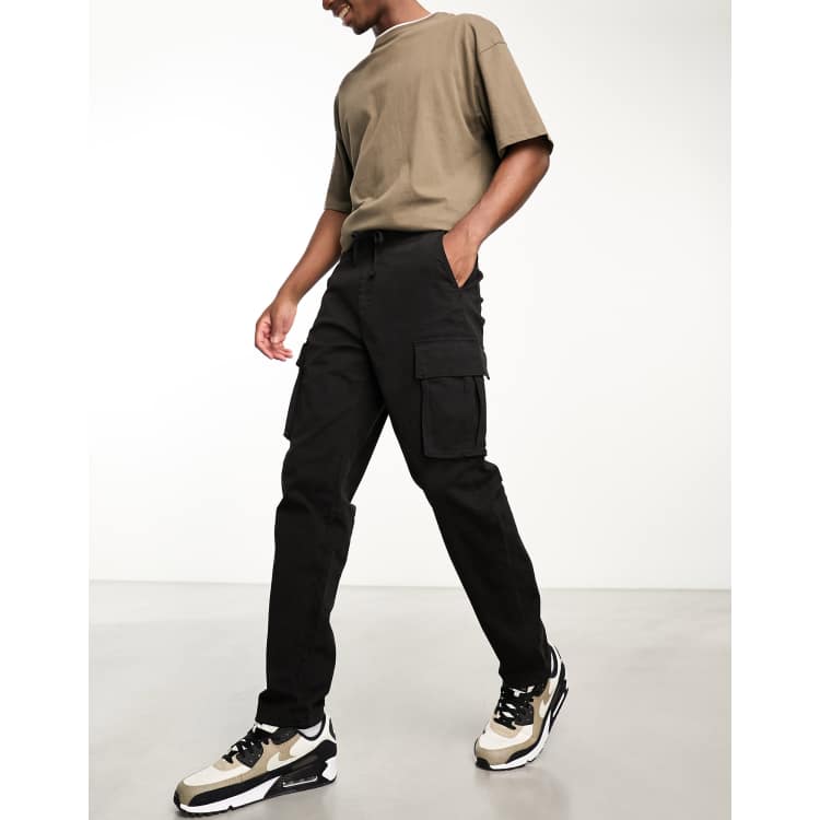 Bershka cargo pants in black