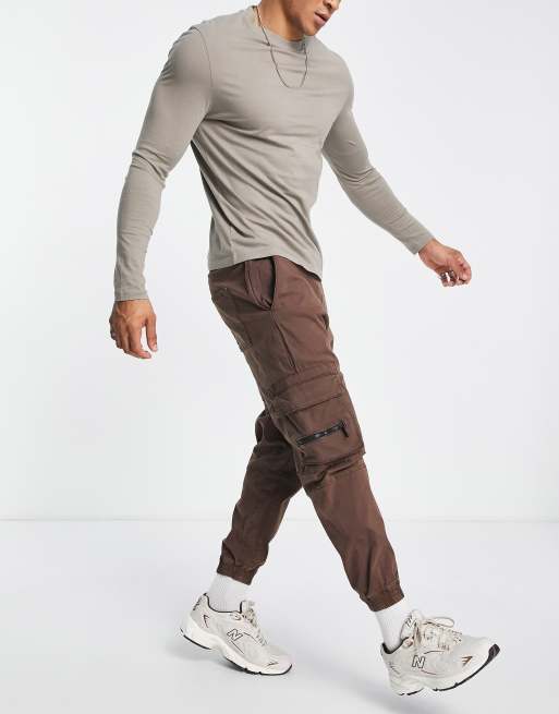 Bershka cargo pants in brown ASOS