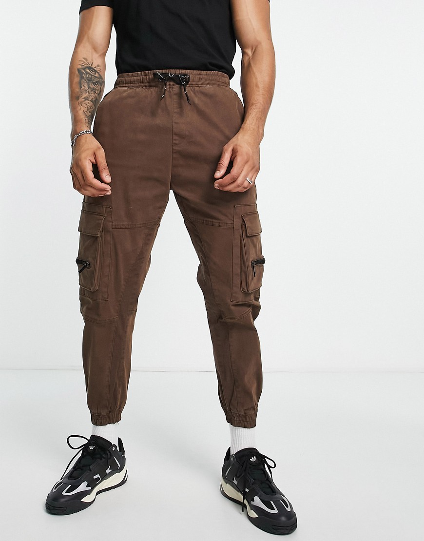 Bershka cargo pants in brown