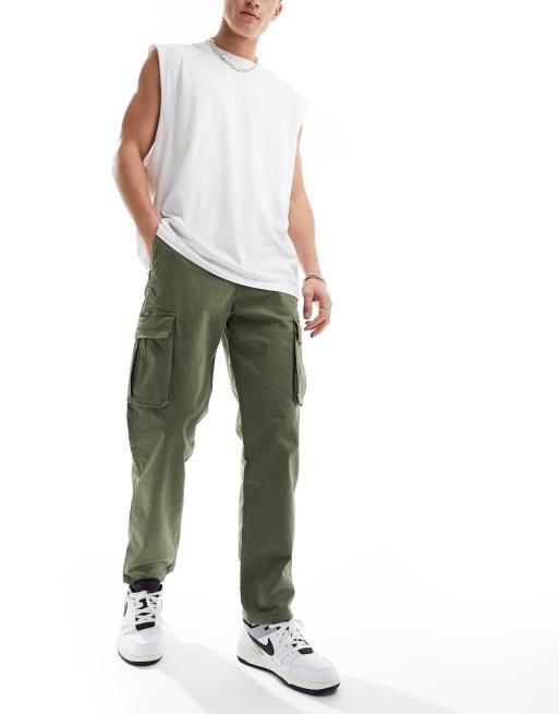 Bershka cargo pants in khaki