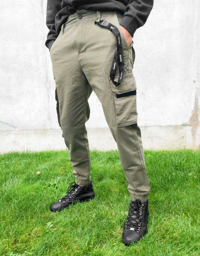 Bershka cargo pants in khaki