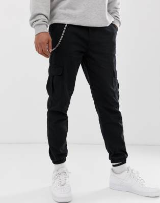 black cargo pants with chain