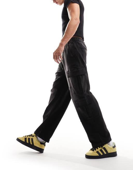Bershka cargo pocket trouser in washed black