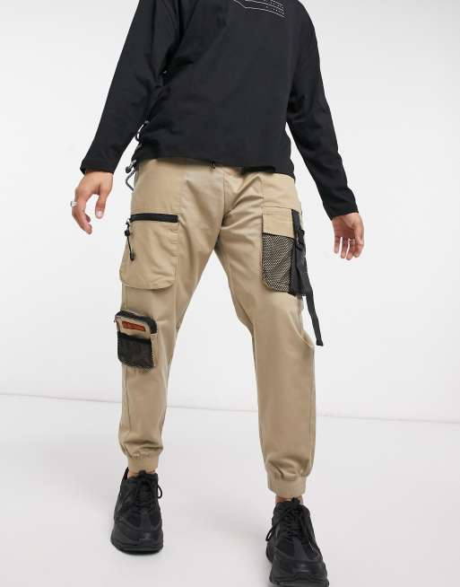 beige cargo sweatpants