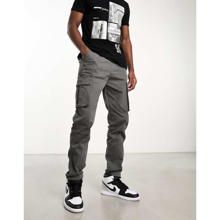 Bershka cargo trouser in grey ASOS