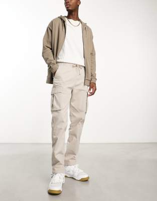 Bershka Bershka cargo trouser in sand-Neutral