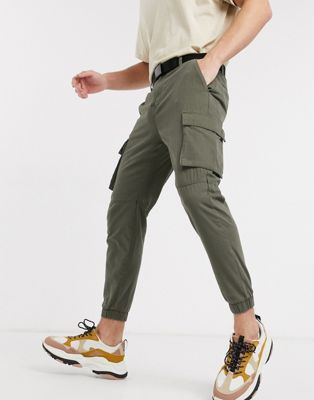 Bershka cargo trousers in khaki | ASOS