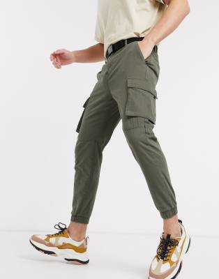 Bershka cargo trousers in khaki | ASOS