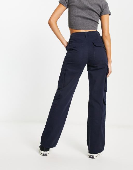 Bershka – Cargohose in Marineblau mit mehreren Taschen, 3 von 4
