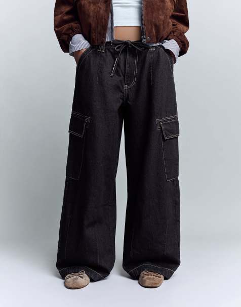 Bershka - Cargojeans met parachutepijpen in blauw - view 1