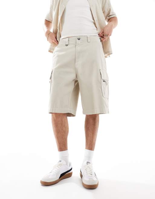 Bershka carpenter cargo short in beige