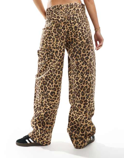 Bershka carpenter pants in leopard print
