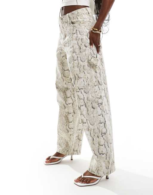 Bershka carpenter pants in snakeskin print, 2 of 5