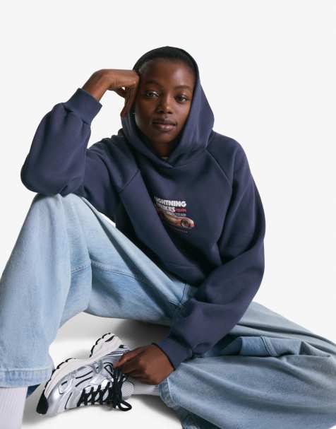 Bershka Cars hoodie in blue - view 1