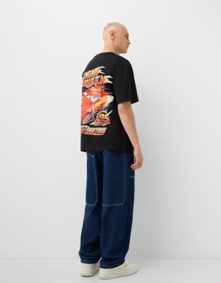 Bershka - Cars - T-shirt imprimé à manches courtes - Noir - view 1