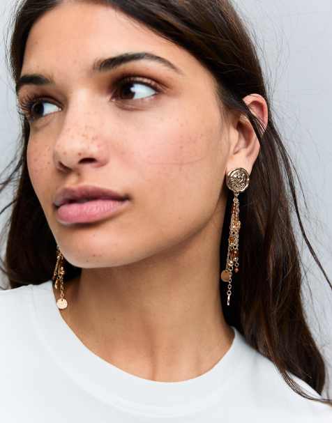 Bershka Cascade earrings in gold - view 1