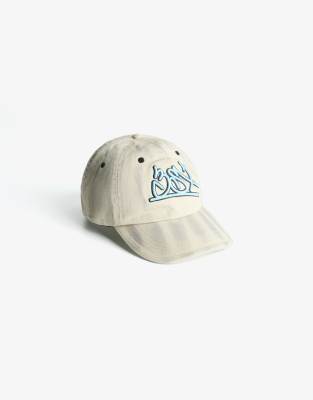 Bershka - Casquette avec broderie - Beige délavé-Neutre