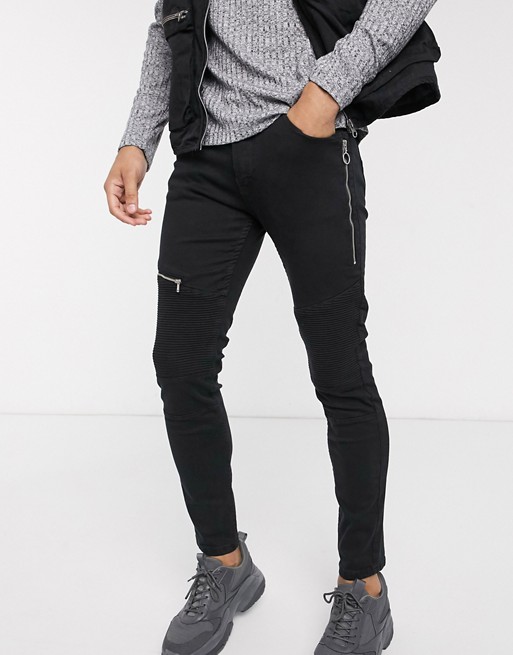 Bershka casual trousers with zip detail in black
