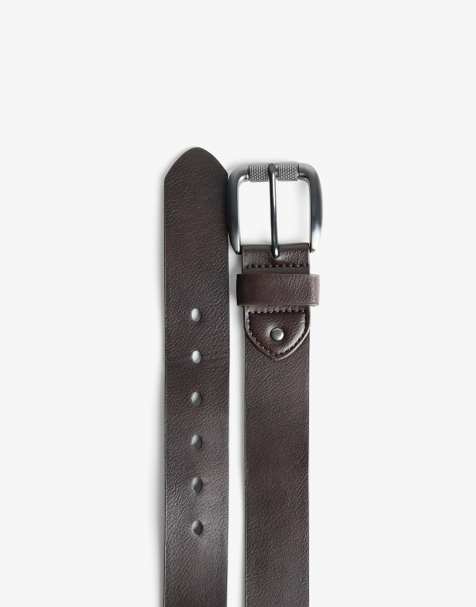 Bershka - Ceinture à boucle en similicuir - Marron - view 1
