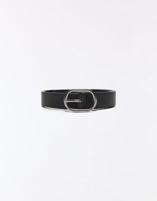 Bershka - Ceinture à boucle ovale - Noir