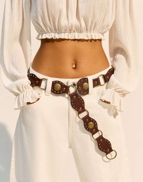 Bershka - Ceinture avec anneaux - Marron - view 1