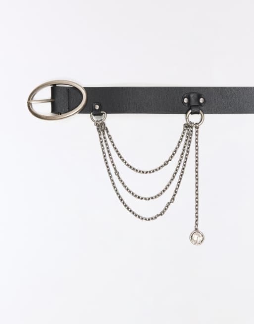 Bershka Ceinture chaîne à effet cuir noire, 3 de 5