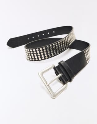 Bershka - Ceinture cloutée - Noir