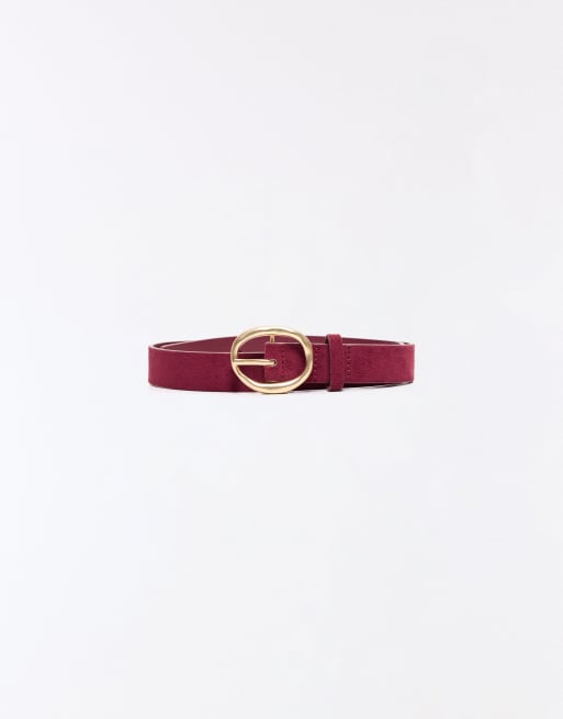 Bershka ceinture effet cuir avec boucle bordeaux, 4 de 5