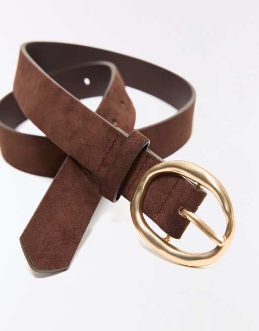 Bershka ceinture effet cuir avec boucle marron, 2 de 5