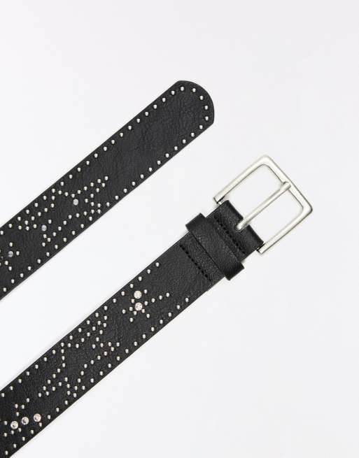 Bershka - Ceinture en imitation cuir à clous - Noir, 2 de 3