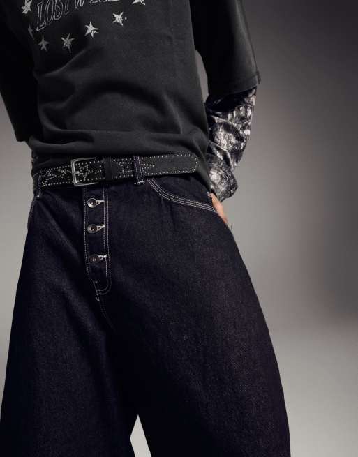 Bershka - Ceinture en imitation cuir à clous - Noir, 3 de 3