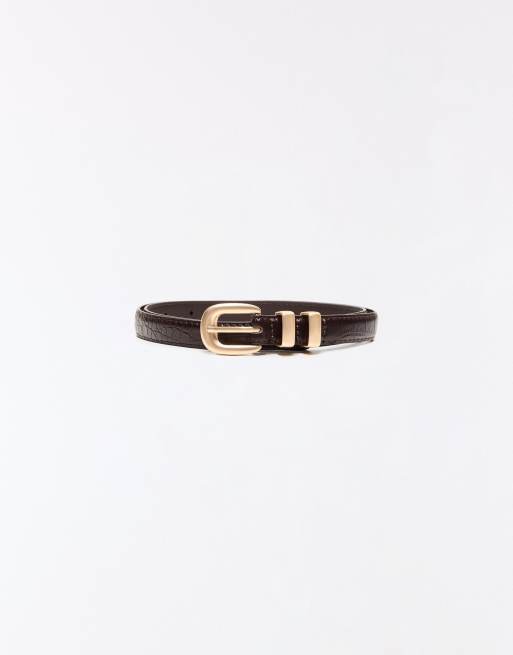 Bershka ceinture fine avec boucle marron, 4 de 5