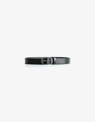 Bershka - Ceinture fine avec boucle ovale - Noir