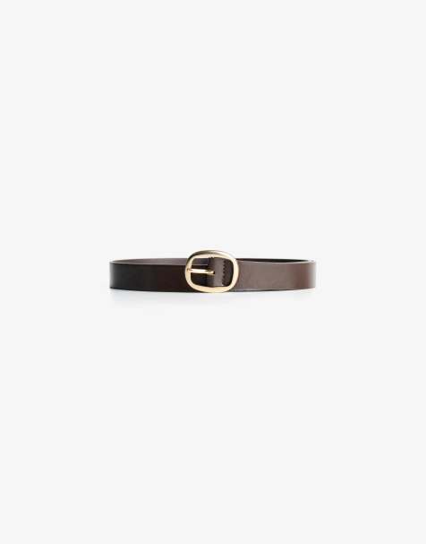 Bershka - Ceinture fine en similicuir - Marron - view 1